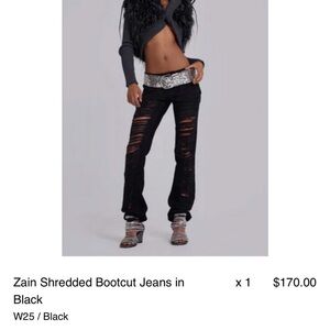 Jaded London Shredded bootcut jeans in black